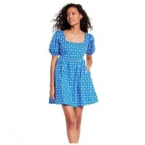 RHODE Women's Eyelet Mini Dress with Pockets Light Blue Sz M -‎ MSRP: $35